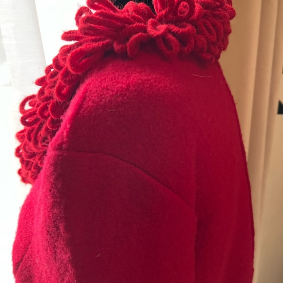 LISA INTERNATIONAL VINTAGE BOILED WOOD RED CARDIGAN SWEATER SIZE SMALL - Picture 3 of 10